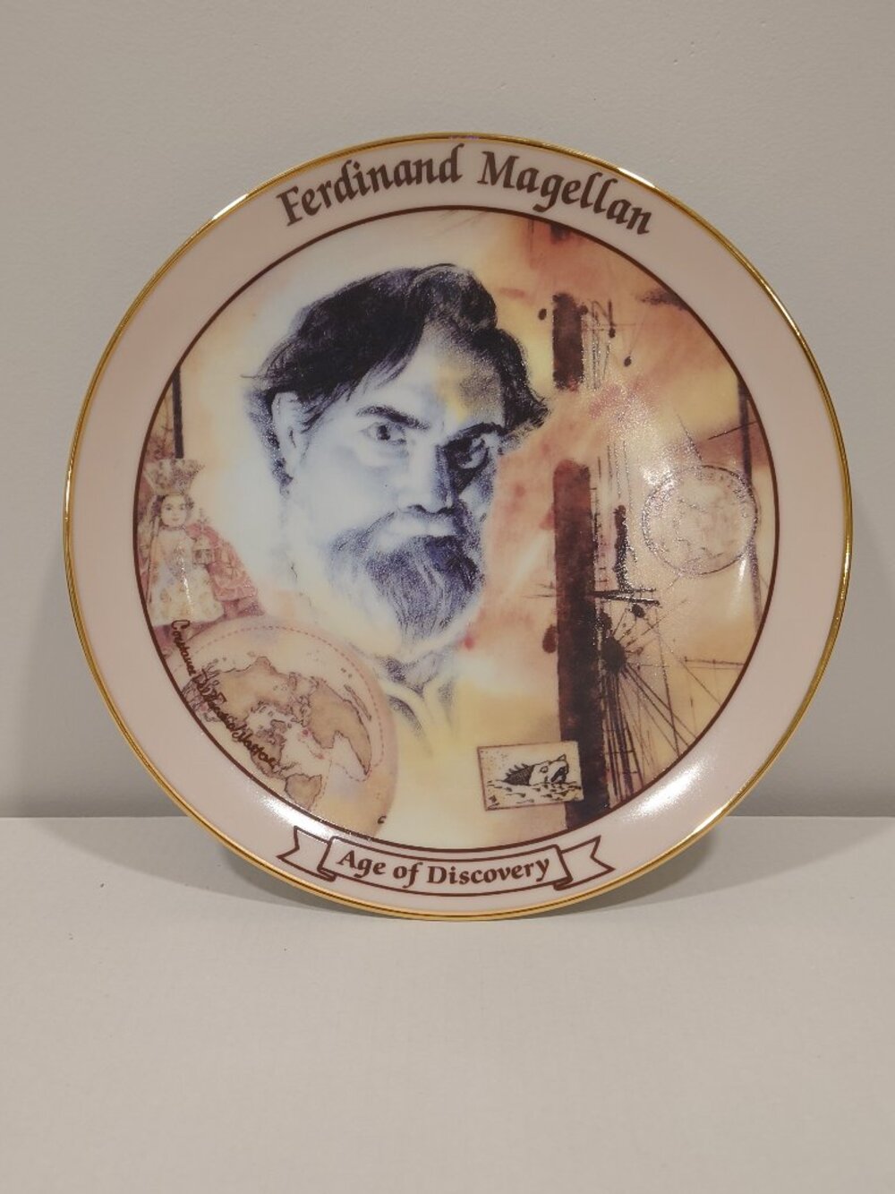 1492-1992 Ferdinand Magellan Quincentenary Age of Discovery Plate Hand Painted